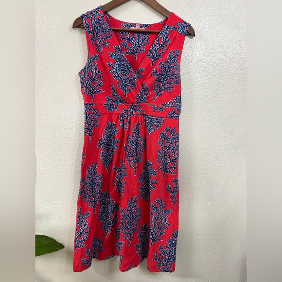 Lilly Pulitzer Jia Seashell Coral Print Stretch Jersey Dress Size M - Picture 3 of 11